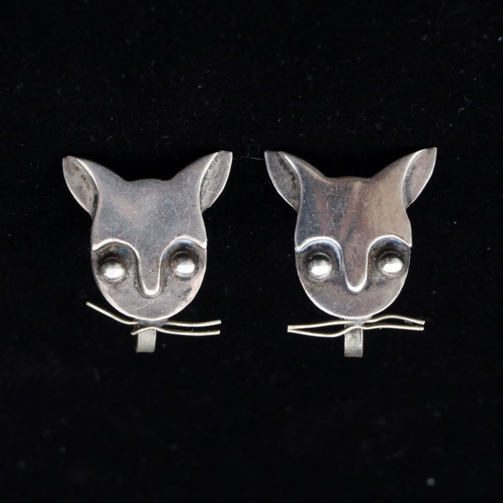 Sterling Silver Cat Earrings